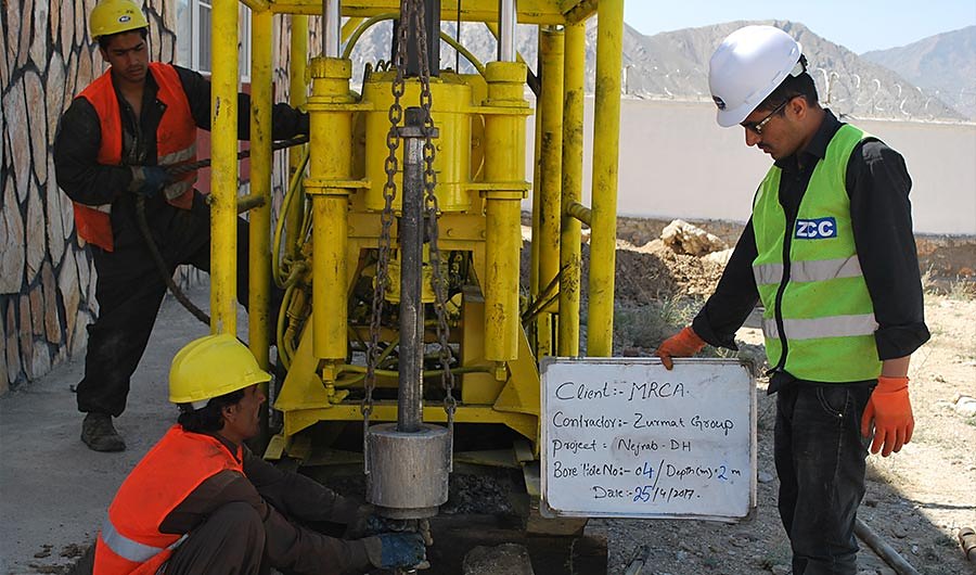 Zurmat engineers operating a geotechnical drilling rig